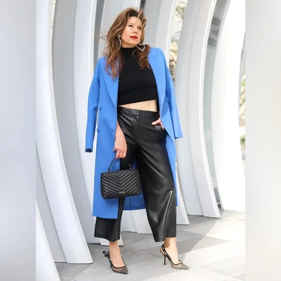 Avec Les Filles Double Breasted Wool Blend Coat in Silverlake Blue - Picture 3 of 14